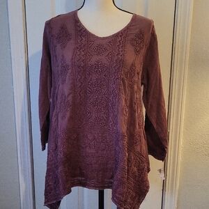 Kyla Seo Henna Jamila Embroidered Tunic Top.